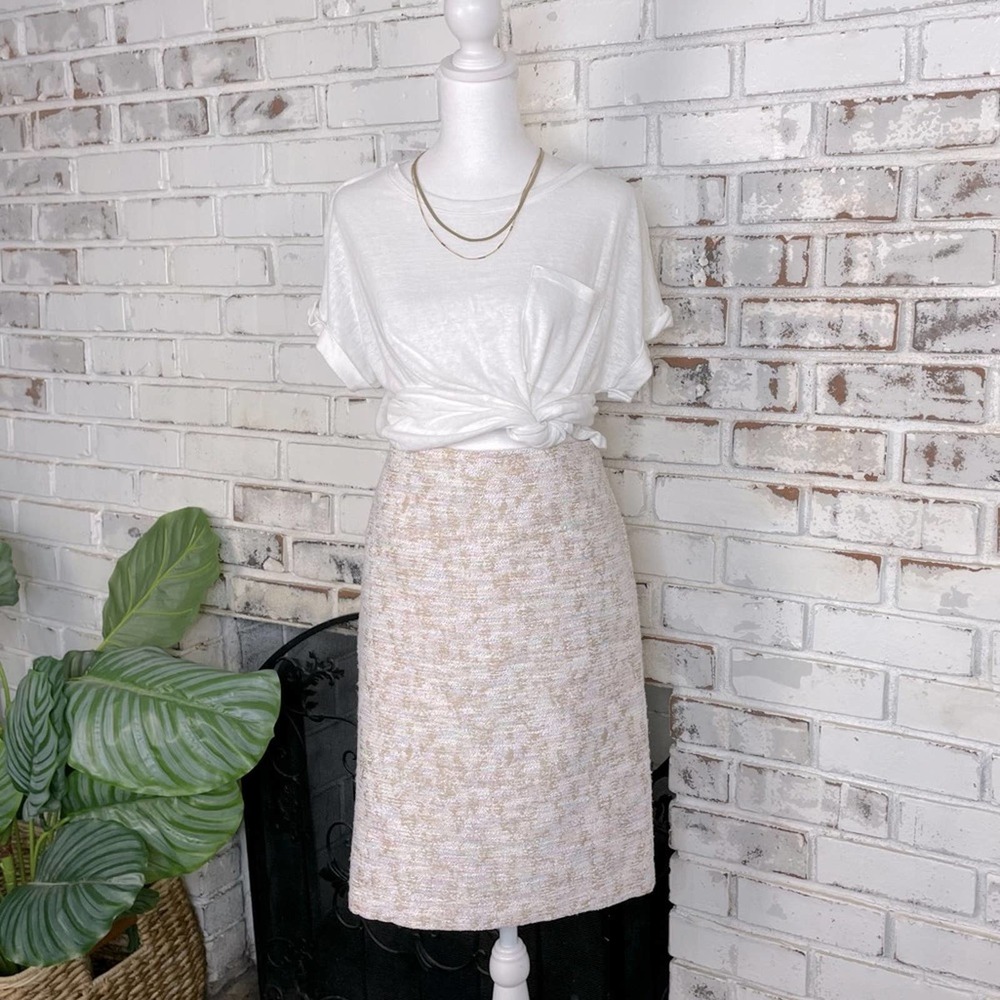 Ann Taylor NWT Neutral Pastel Woven Pencil Skirt